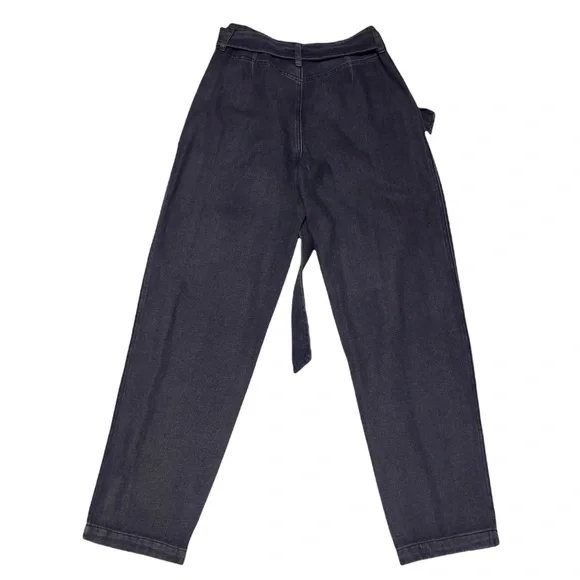 NWT VERY J Belted Bow Zip Button Relaxed fit Baggy Black Denim Jeans - Picture 4 of 7